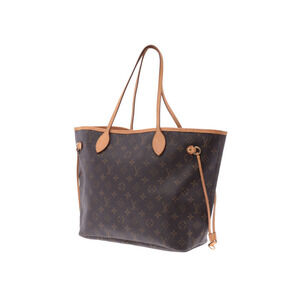 Louis Vuitton leather Monogram bag tote Neverfull brown